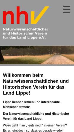 Vorschau der mobilen Webseite www.nhv-lippe.de, Naturwissenschaftlicher und Historischer Verein für das Land Lippe e.V.