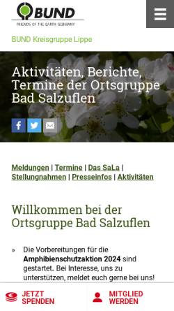 Vorschau der mobilen Webseite www.bund-lippe.de, BUND Ortsgruppe Bad Salzuflen
