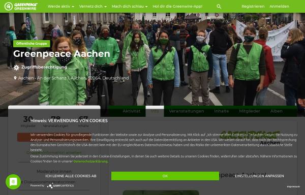 Vorschau von www.greenpeace-aachen.de, Greenpeace Gruppe Aachen