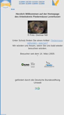 Vorschau der mobilen Webseite www.fledermausschutz-lev.de, Arbeitskreis Fledermäuse