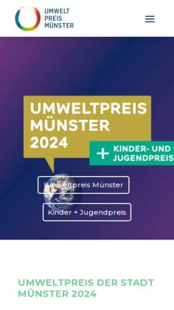 Vorschau der mobilen Webseite umweltpreis-muenster.de, Umweltforum Münster e.V.