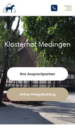 Vorschau der mobilen Webseite www.klosterhof-medingen.de, Eugen Wahler KG Klosterhof Medingen