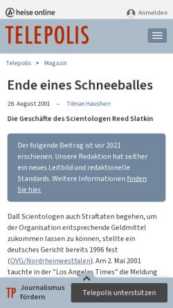 Vorschau der mobilen Webseite www.heise.de, Telepolis
