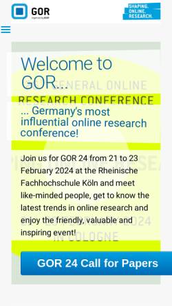 Vorschau der mobilen Webseite www.gor.de, GOR 2008 - General Online Research