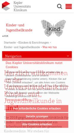 Vorschau der mobilen Webseite www.kinderklinik-linz.at, Landes-Kinderklinik Linz
