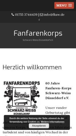 Vorschau der mobilen Webseite www.fksw.de, Fanfaren-Korps Schwarz-Weiss Düsseldorf e. V.