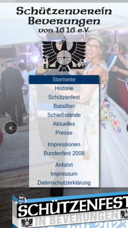Vorschau der mobilen Webseite www.schuetzenverein-beverungen.de, Schützenverein Beverungen von 1616 e.V.
