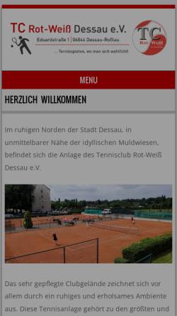 Vorschau der mobilen Webseite www.tc-rot-weiss-dessau.de, Tennisclub Rot-Weiß Dessau e.V.