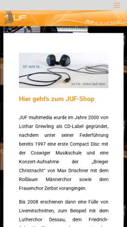 Vorschau der mobilen Webseite www.juf-multimedia.de, Lothar Grewling