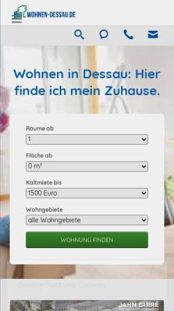 Vorschau der mobilen Webseite www.wohnen-dessau.de, Wohnungsgenossenschaft Dessau e.G.