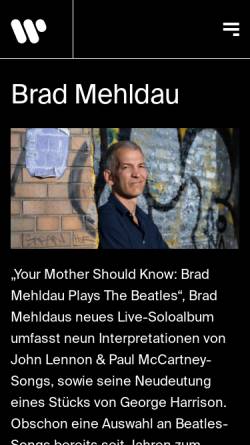Vorschau der mobilen Webseite www.warnermusic.de, Brad Mehldau