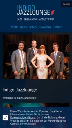 Vorschau der mobilen Webseite www.indigojazz.de, Indigo Jazz Lounge