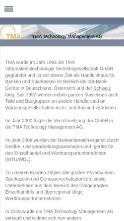 Vorschau der mobilen Webseite www.tma-ag.de, TMA Technology Management AG