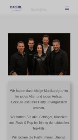 Vorschau der mobilen Webseite cocktail-tanzband.de, Cocktail