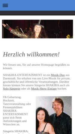 Vorschau der mobilen Webseite www.shakira.de, Shakira