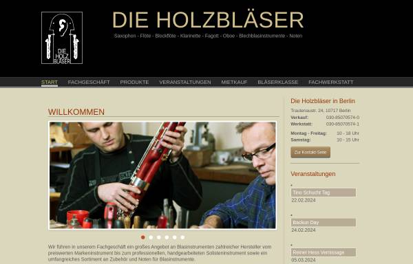 Vorschau von www.holzblaeser.com, Die Holzbläser, Musikinstrumente und Zubehör GmbH