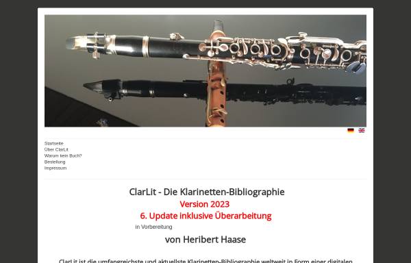 Vorschau von www.klarinetten-bibliographie.de, Klarinetten-Bibliographie, Heribert Haase