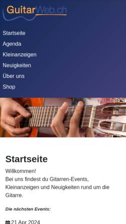 Vorschau der mobilen Webseite www.guitarweb.ch, Guitarweb Kuen & Gisler