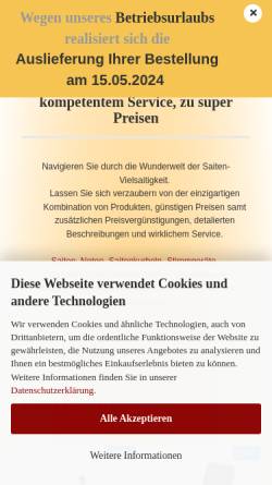 Vorschau der mobilen Webseite www.saitenland.de, Saitenland, Inh. Eva Ruckdeschel