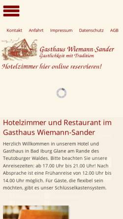 Vorschau der mobilen Webseite www.wiemann-sander.de, Gasthaus Wiemann-Sander
