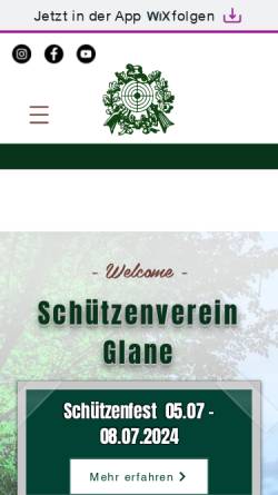 Vorschau der mobilen Webseite www.schuetzenverein-glane.de, Schützenverein Glane von 1578 e.V.