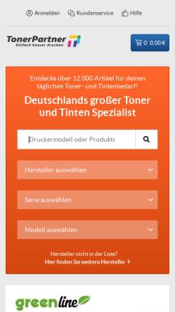 Vorschau der mobilen Webseite www.tonerpartner.de, Toner Supplies GmbH