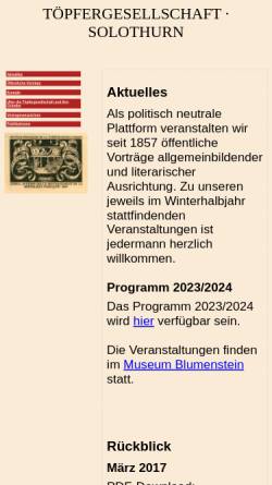Vorschau der mobilen Webseite www.toepfergesellschaft.ch, Töpfergesellschaft Solothurn