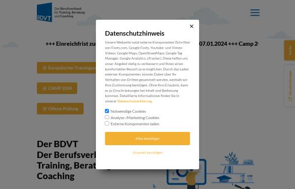 Vorschau von www.bdvt.de, Berufsverband der Verkaufsförderer und Trainer e.V. BDVT