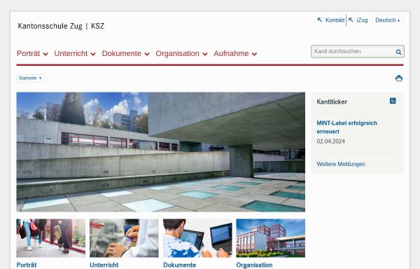 Vorschau von ksz.ch, Kantonsschule Zug, Gymnasium und Handelsmittelschule