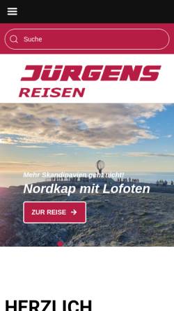 Vorschau der mobilen Webseite www.juergens-reisen.de, Jürgens-Reisen