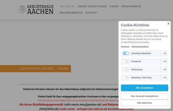 Vorschau von www.geburtshaus-aachen.de, Geburtshaus Aachen e.V. ”Gut Lehmkülchen”