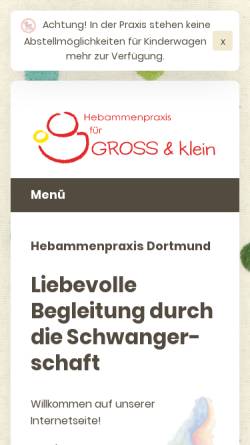 Vorschau der mobilen Webseite www.hebammenpraxis-grossundklein.de, Hebammenpraxis für Groß und klein
