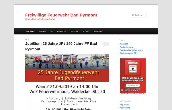 Vorschau von www.ff-badpyrmont.de, Freiwillige Feuerwehr Bad Pyrmont