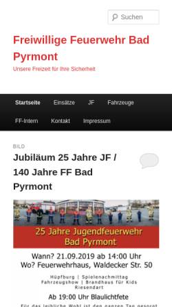 Vorschau der mobilen Webseite www.ff-badpyrmont.de, Freiwillige Feuerwehr Bad Pyrmont