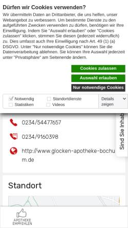 Vorschau der mobilen Webseite www.apotheken.de, Glocken Apotheke
