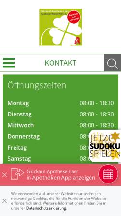Vorschau der mobilen Webseite www.glueckauf-apotheke-laer.de, Glückauf Apotheke