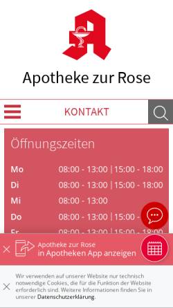Vorschau der mobilen Webseite www.apotheke-zur-rose.de, Apotheke zur Rose