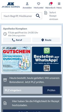 Vorschau der mobilen Webseite www.apotheke-kempken.de, Apotheke Kempken