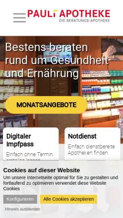 Vorschau der mobilen Webseite www.pauli-apotheke.de, Pauli-Apotheke