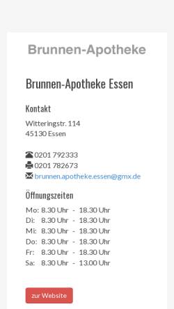 Vorschau der mobilen Webseite www.brunnen-apotheke-essen.de, Brunnen Apotheke