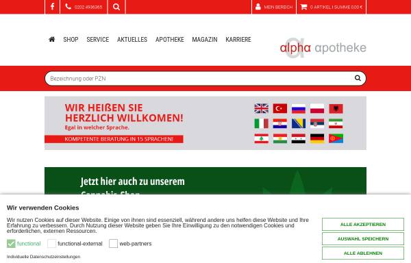 Vorschau von www.alpha-apotheke-wuppertal.de, Alpha Apotheke