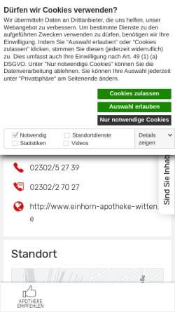 Vorschau der mobilen Webseite www.apotheken.de, Einhorn-Apotheke