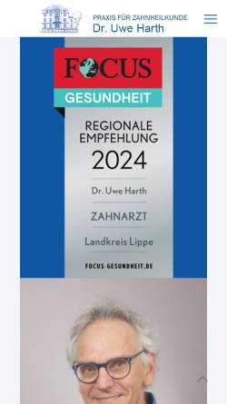 Vorschau der mobilen Webseite www.dres-harth.de, Dr. Uwe Harth & Dr. Ursula Harth, Zahnärzte
