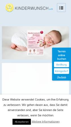 Vorschau der mobilen Webseite kinderwunsch-erft.de, Dr. med. Dieter Struller & Dr. med. Christof Etien, Gemeinschaftspraxis für Frauenheilkunde und Reproduktionsmedizin