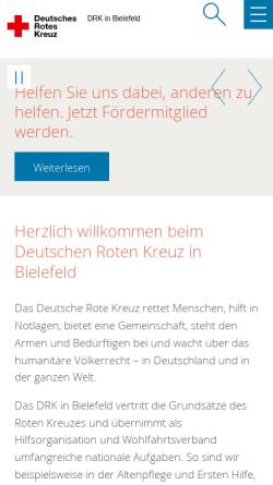 Vorschau der mobilen Webseite www.sozialedienste.drk.de, DRK Bielefeld Soziale Dienste gGmbH