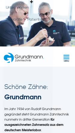 Vorschau der mobilen Webseite www.grundmann-zahntechnik.de, Grundmann Zahntechnik GmbH