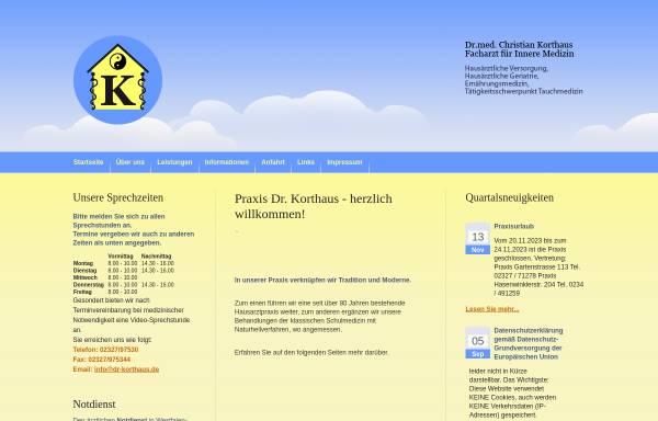 Vorschau von www.dr-korthaus.de, Dr. med. Karl-Christian Korthaus & Magdalene Korthaus, Ärzte für Allgemeinmedizin
