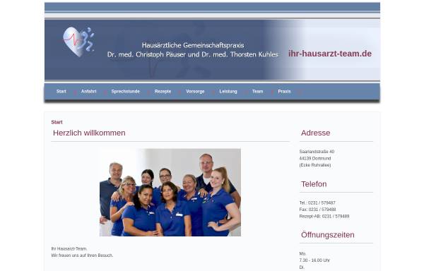 Vorschau von www.ihr-hausarzt-team.de, Dr. Christoph Päuser & Dr. Thorsten Kuhles