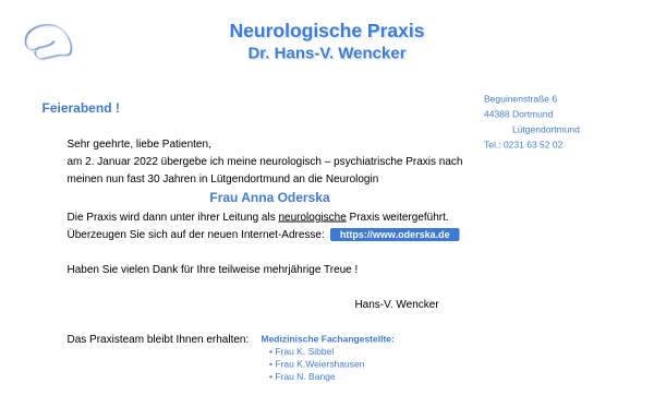 Vorschau von www.wencker.de, Dr. med. Hans-V. Wencker