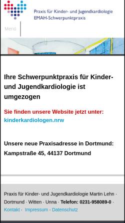 Vorschau der mobilen Webseite www.kinder-kardiologe.de, Kinder-Kardiologe Martin Lehn